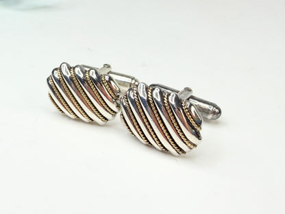 Vintage Tiffany & Co 925 750 Ribbed Rope Cufflinks SS226