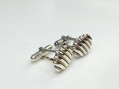 Vintage Tiffany & Co 925 750 Ribbed Rope Cufflinks SS226