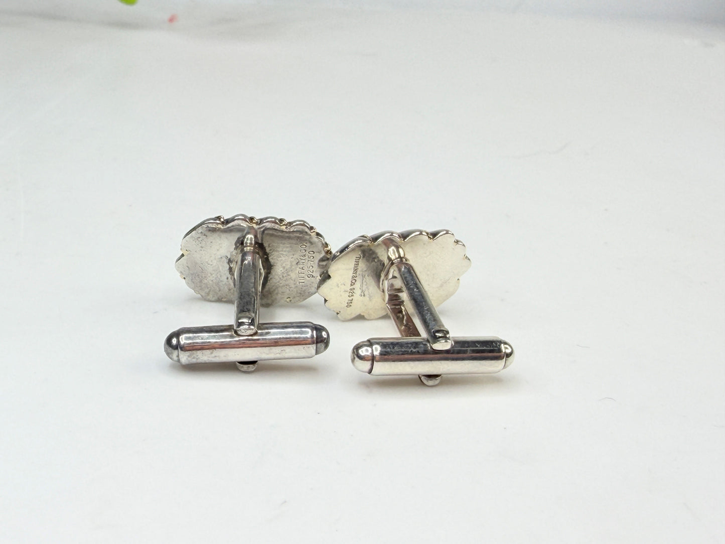 Vintage Tiffany & Co 925 750 Ribbed Rope Cufflinks SS226