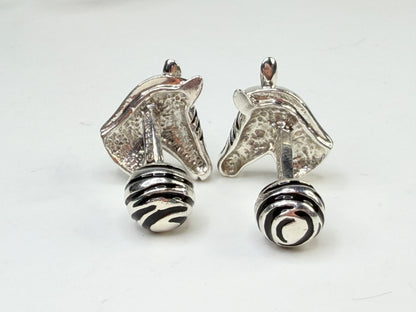 Tiffany & Co Sterling Silver Zebra Head Enamel Cufflinks SS227