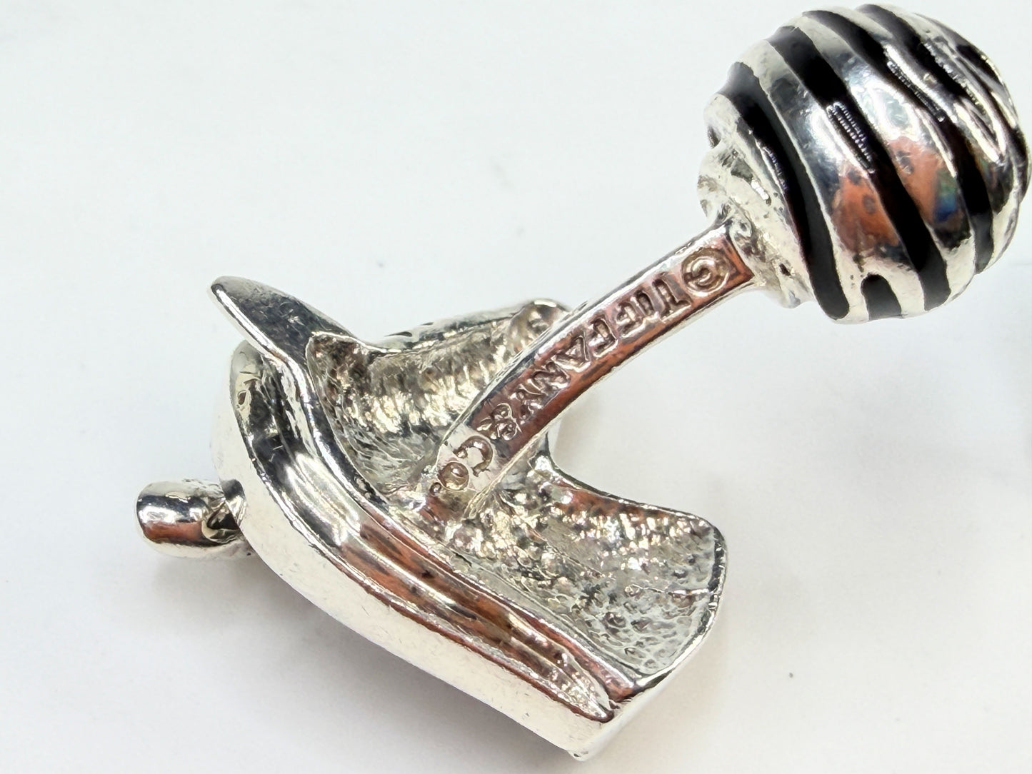 Tiffany & Co Sterling Silver Zebra Head Enamel Cufflinks SS227