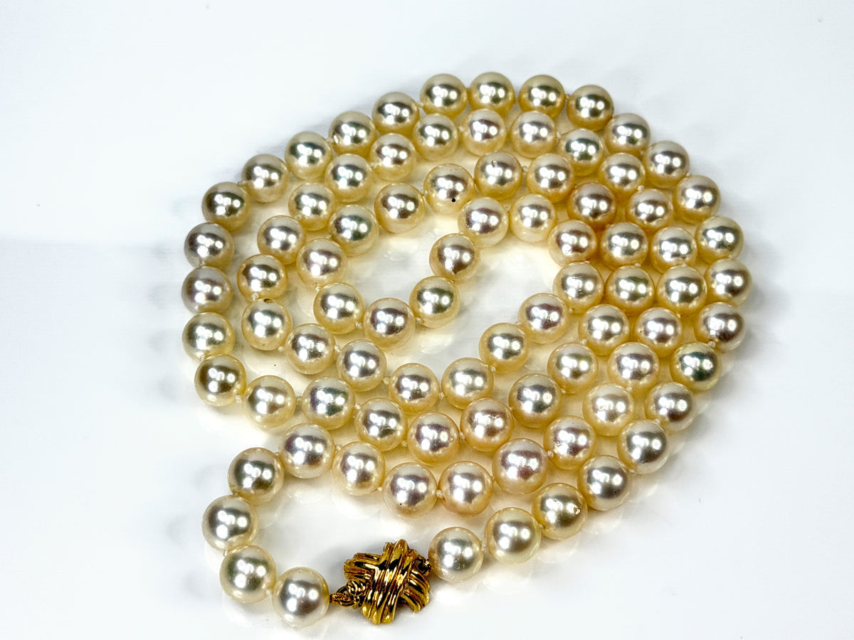 0's Tiffany & Co. 18K 31" 84 Pearl Signature X Opera Necklace authentic JR2192