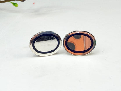 Vintage Tiffany & Co 925 Blue Enamel Oval Cufflinks SS228