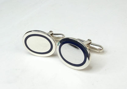 Vintage Tiffany & Co 925 Blue Enamel Oval Cufflinks SS228