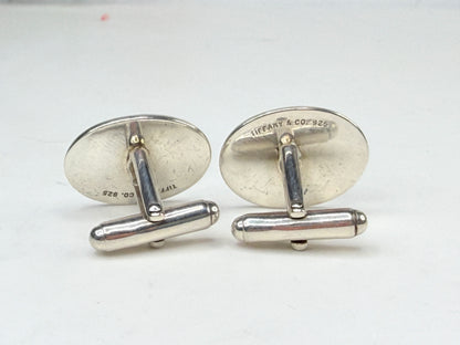 Vintage Tiffany & Co 925 Blue Enamel Oval Cufflinks SS228