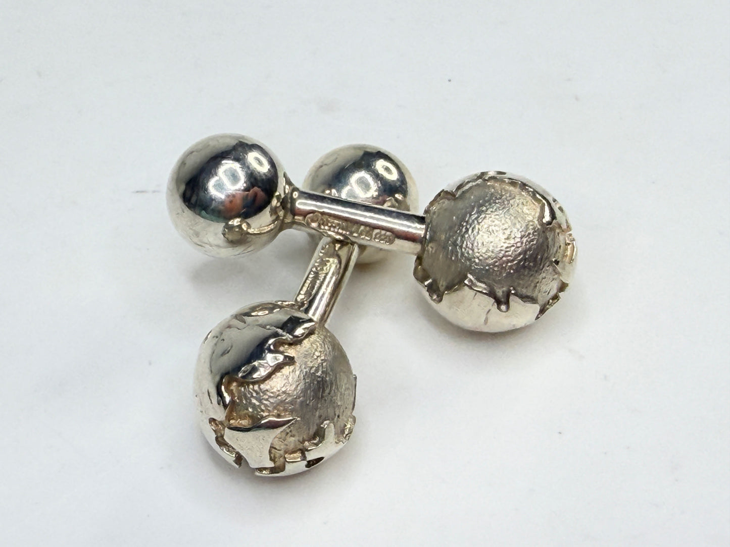 Vintage Tiffany 925 Atlas Globe Double Ball Cufflinks SS229