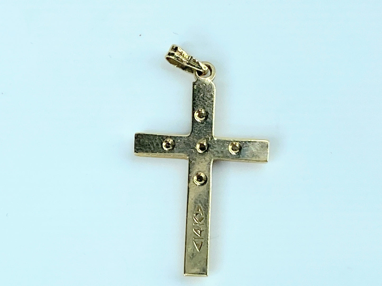 Art Deco 14K gold 0.15ct G/VS2 full cut diamond Cross pendant 1.8g JR9697