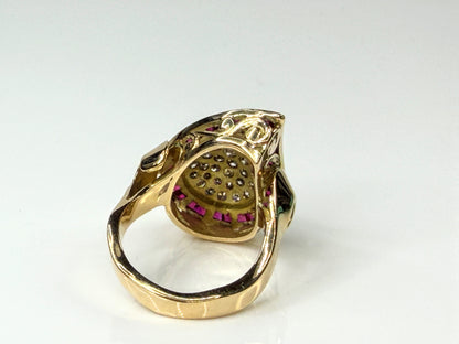 Vintage 14K Gold Ruby Diamond Teardrop Cocktail Ring 8.7g JR2193