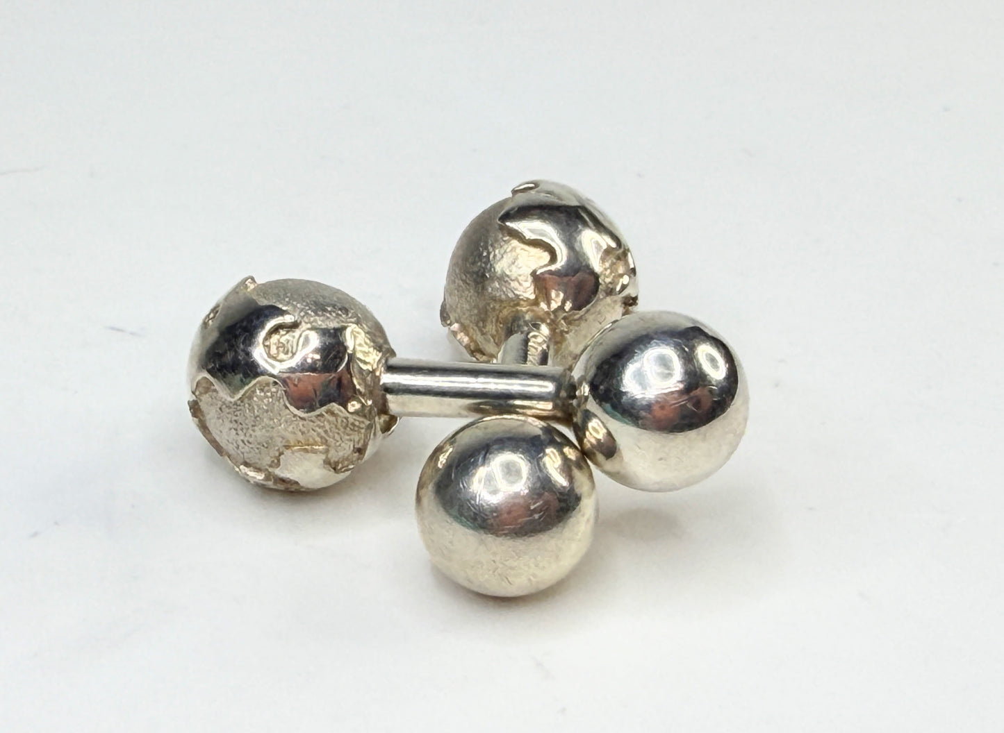 Vintage Tiffany 925 Atlas Globe Double Ball Cufflinks SS229