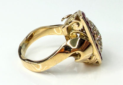 Vintage 14K Gold Ruby Diamond Teardrop Cocktail Ring 8.7g JR2193