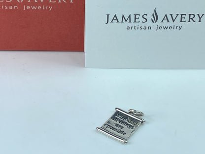 James Avery "All Things Are Possible" Scroll Charm, powerful promise 2.3g JR853