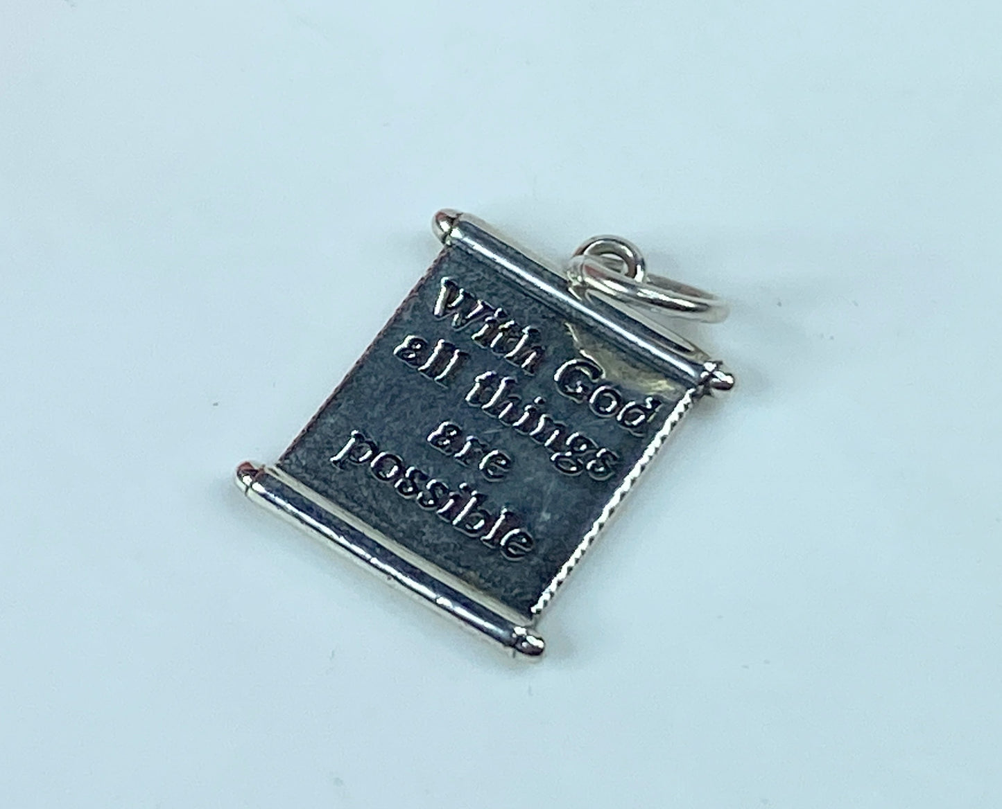 James Avery "All Things Are Possible" Scroll Charm, powerful promise 2.3g JR853