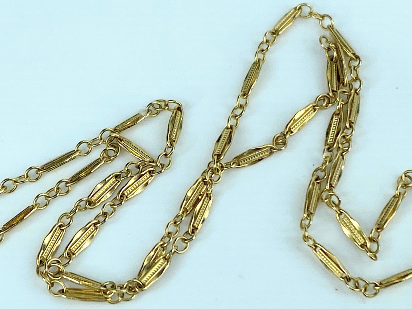 Antique 14K yellow gold fancy link necklace 17.5" 3.4g JR9698