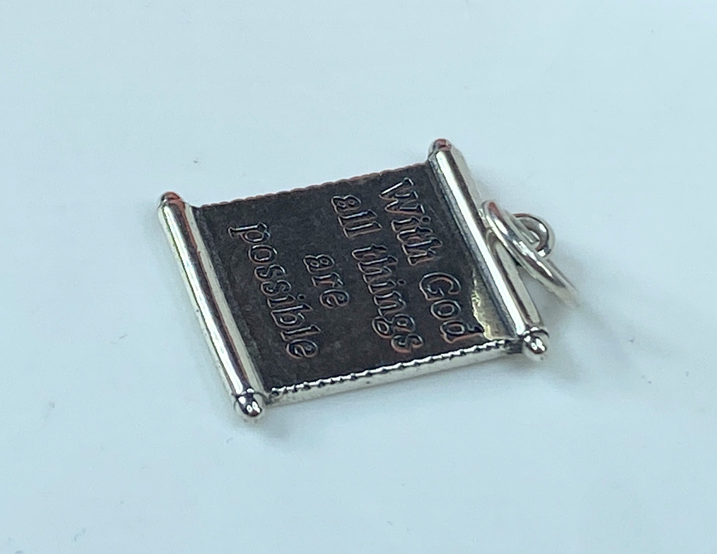 James Avery "All Things Are Possible" Scroll Charm, powerful promise 2.3g JR853