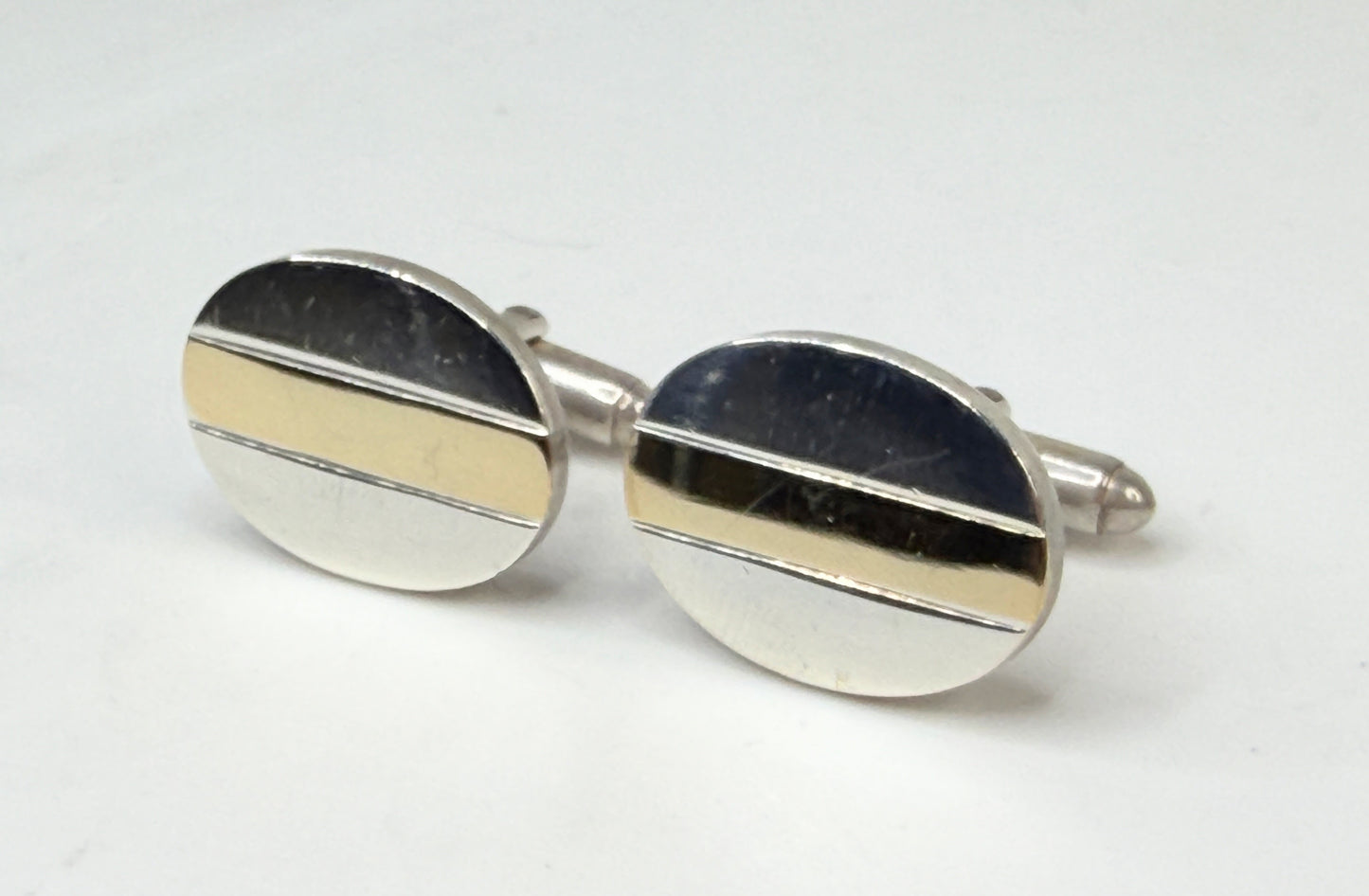 Tiffany & Co Sterling Silver x K18 Gold Oval Cufflinks SS230