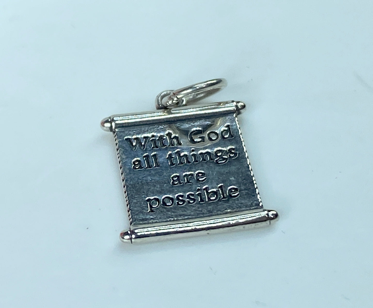 James Avery "All Things Are Possible" Scroll Charm, powerful promise 2.3g JR853