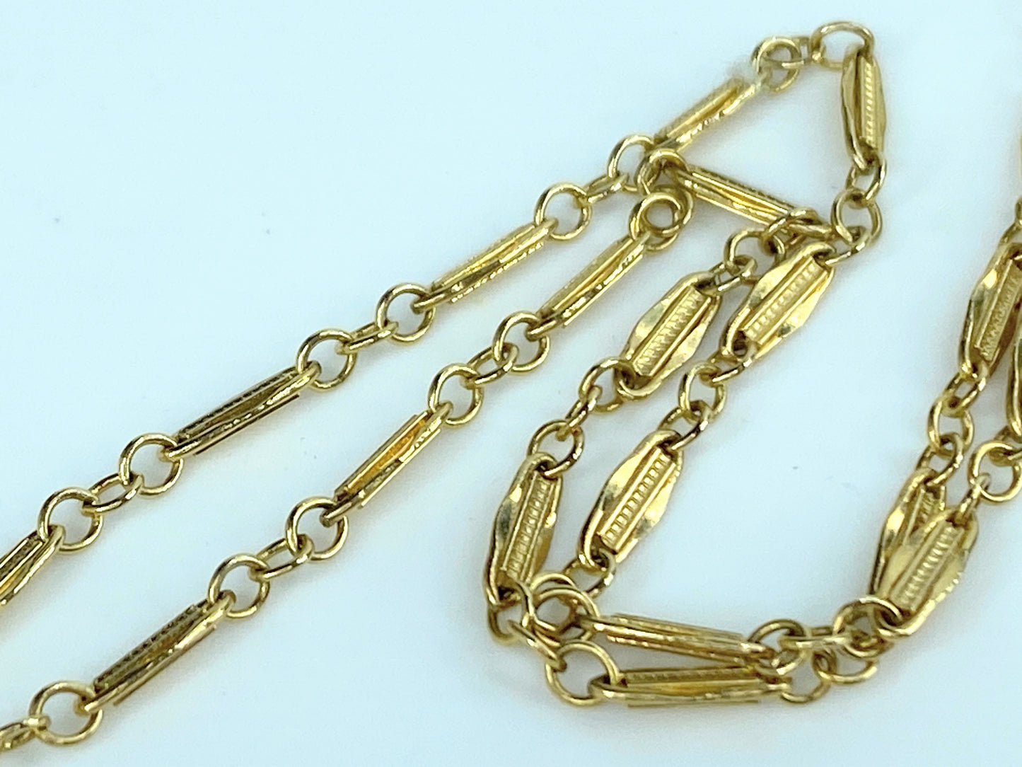 Antique 14K yellow gold fancy link necklace 17.5" 3.4g JR9698