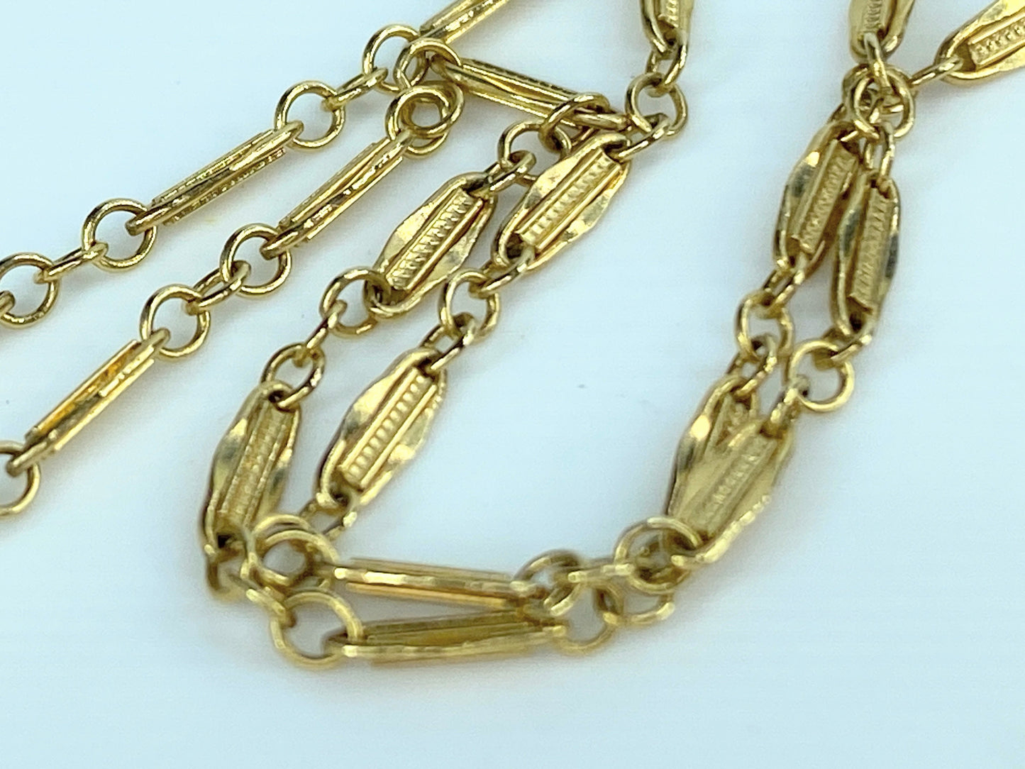 Antique 14K yellow gold fancy link necklace 17.5" 3.4g JR9698