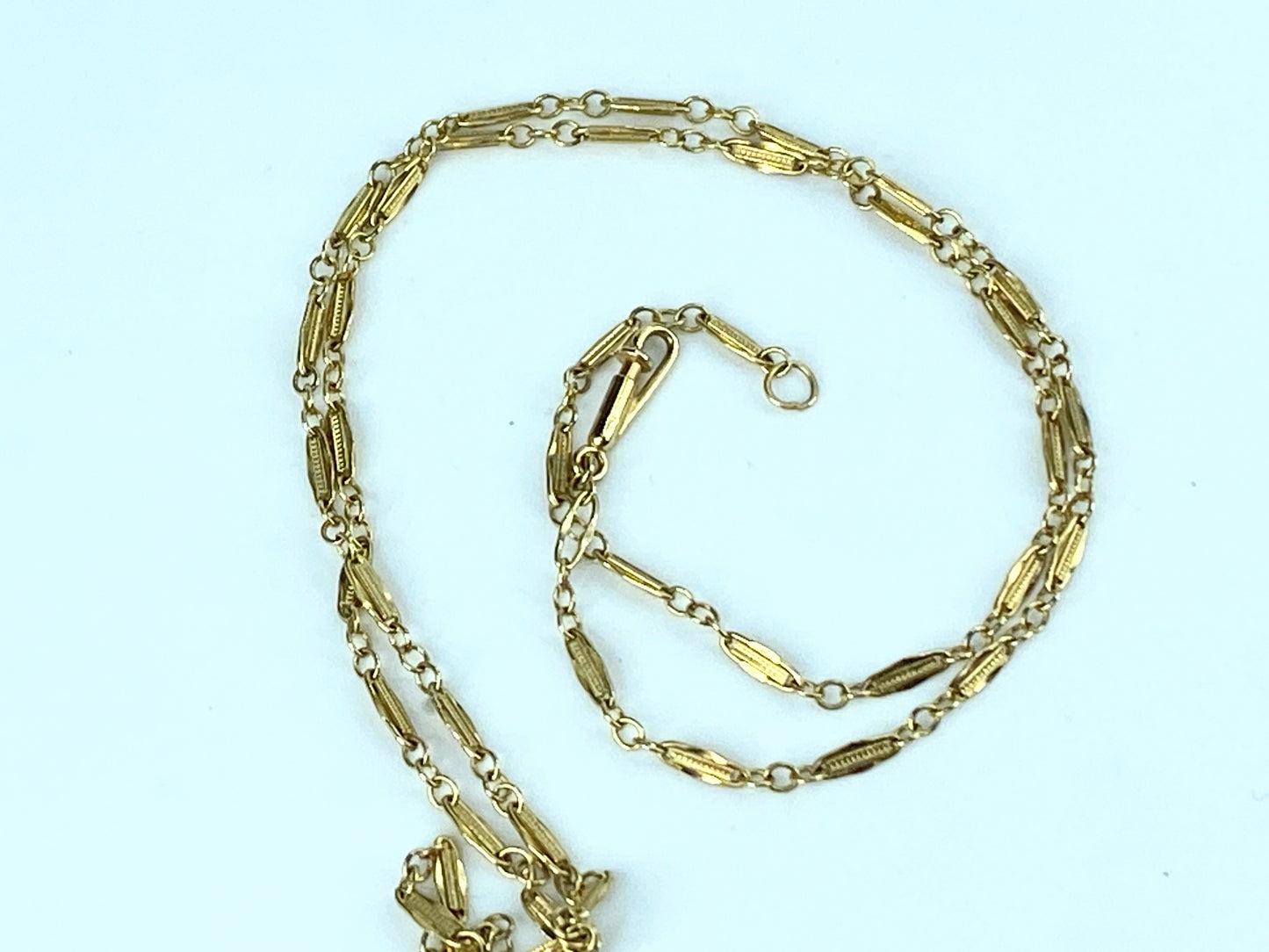 Antique 14K yellow gold fancy link necklace 17.5" 3.4g JR9698