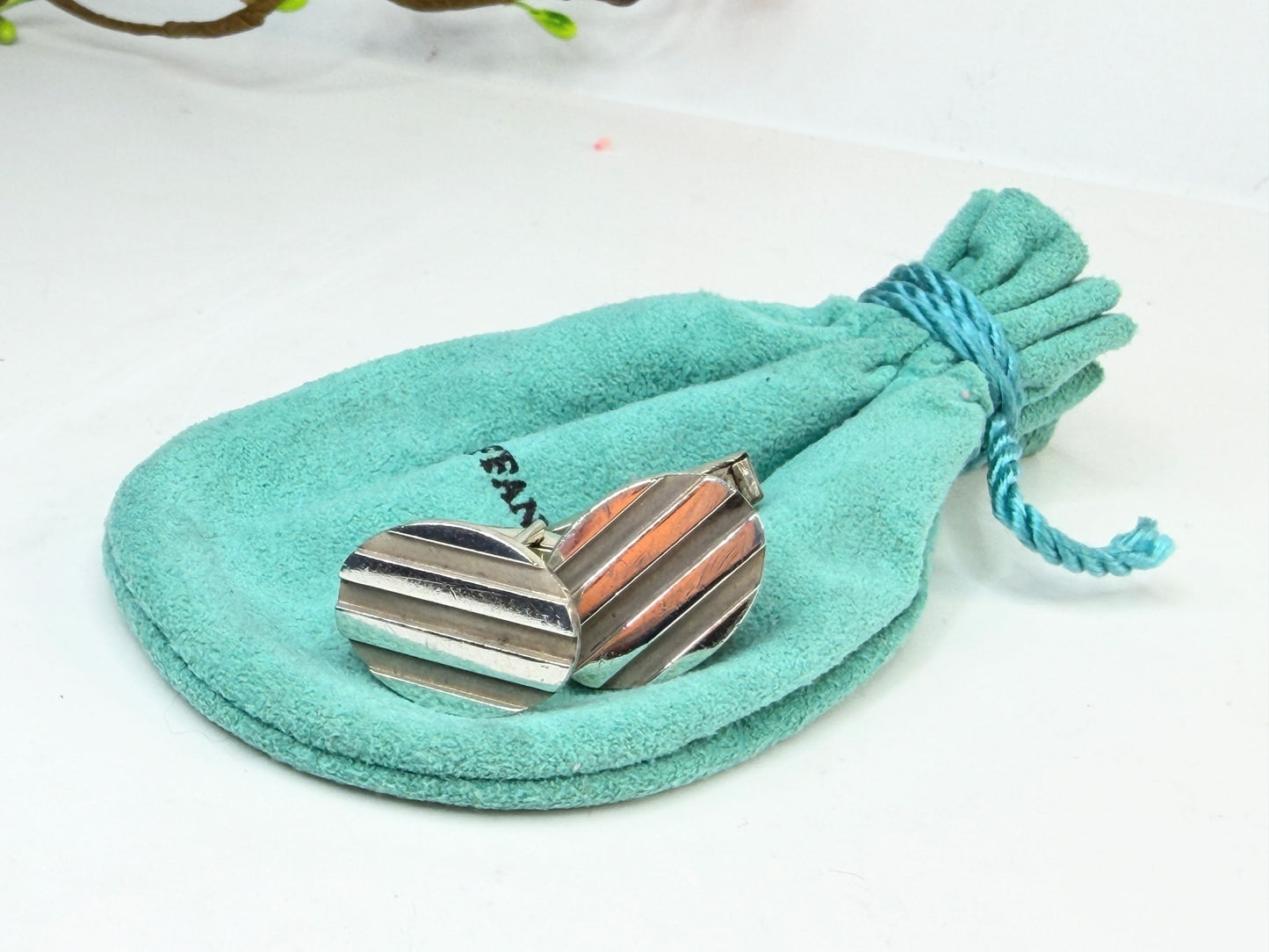 Vintage Tiffany & Co 925 Ribbed Oval Cufflinks SS231