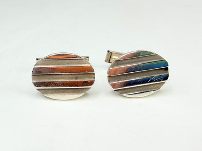Vintage Tiffany & Co 925 Ribbed Oval Cufflinks SS231
