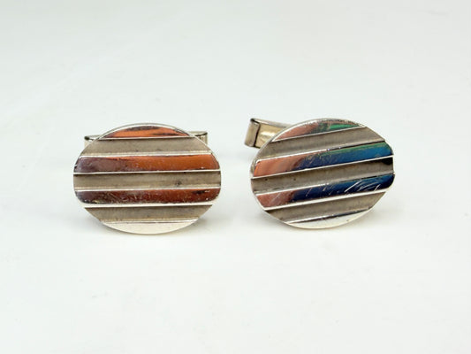 Vintage Tiffany & Co 925 Ribbed Oval Cufflinks SS231
