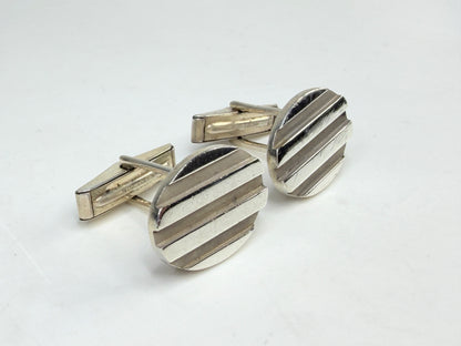 Vintage Tiffany & Co 925 Ribbed Oval Cufflinks SS231