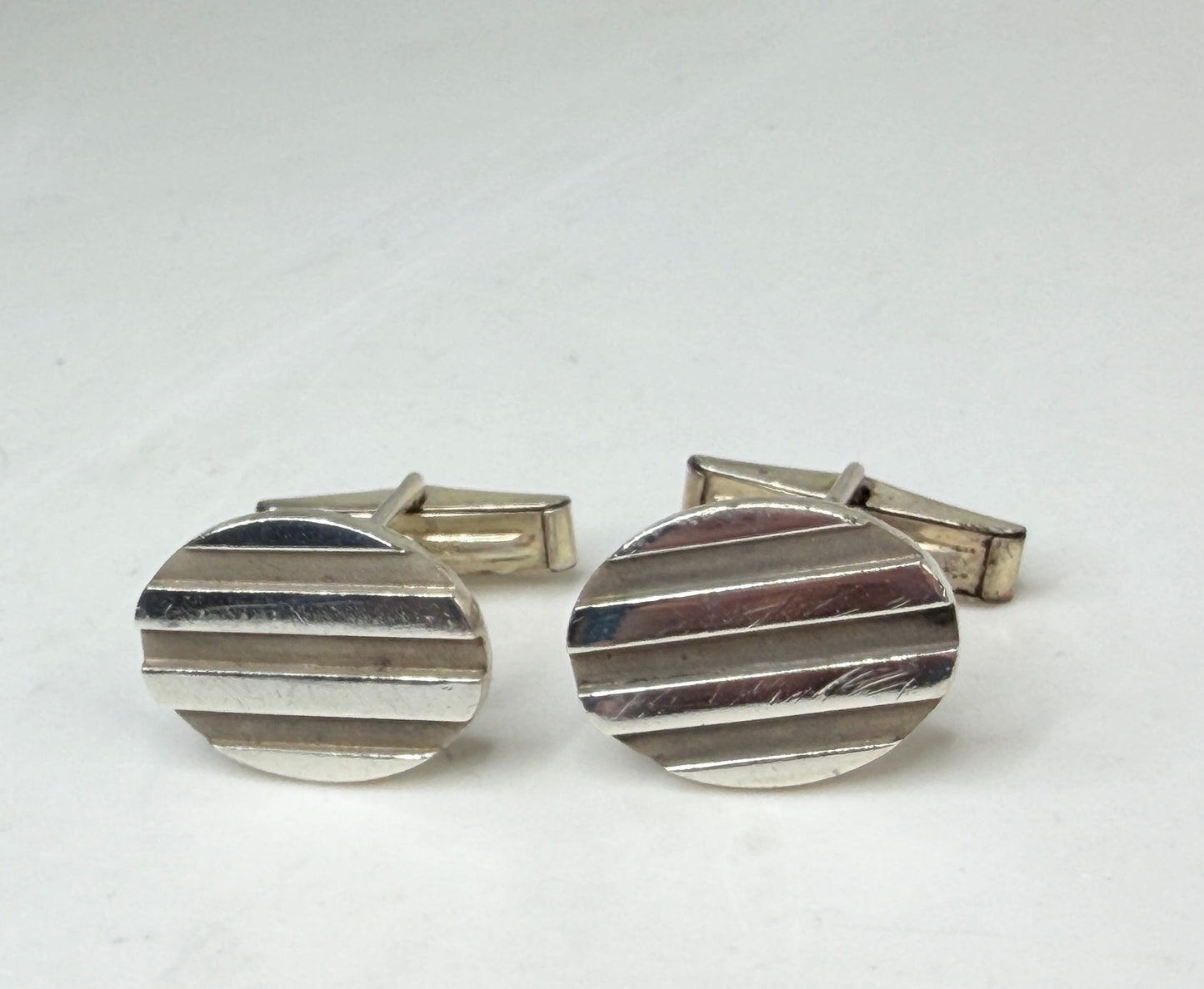 Vintage Tiffany & Co 925 Ribbed Oval Cufflinks SS231