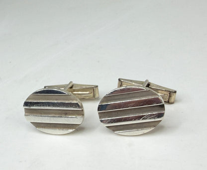 Vintage Tiffany & Co 925 Ribbed Oval Cufflinks SS231