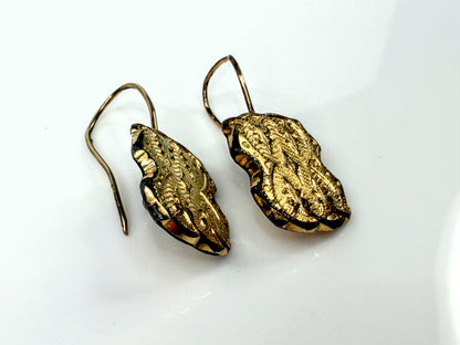 Antique Victorian Gold Filled Etruscan Revival Bird Drop Earrings  1 1/4" JR2195