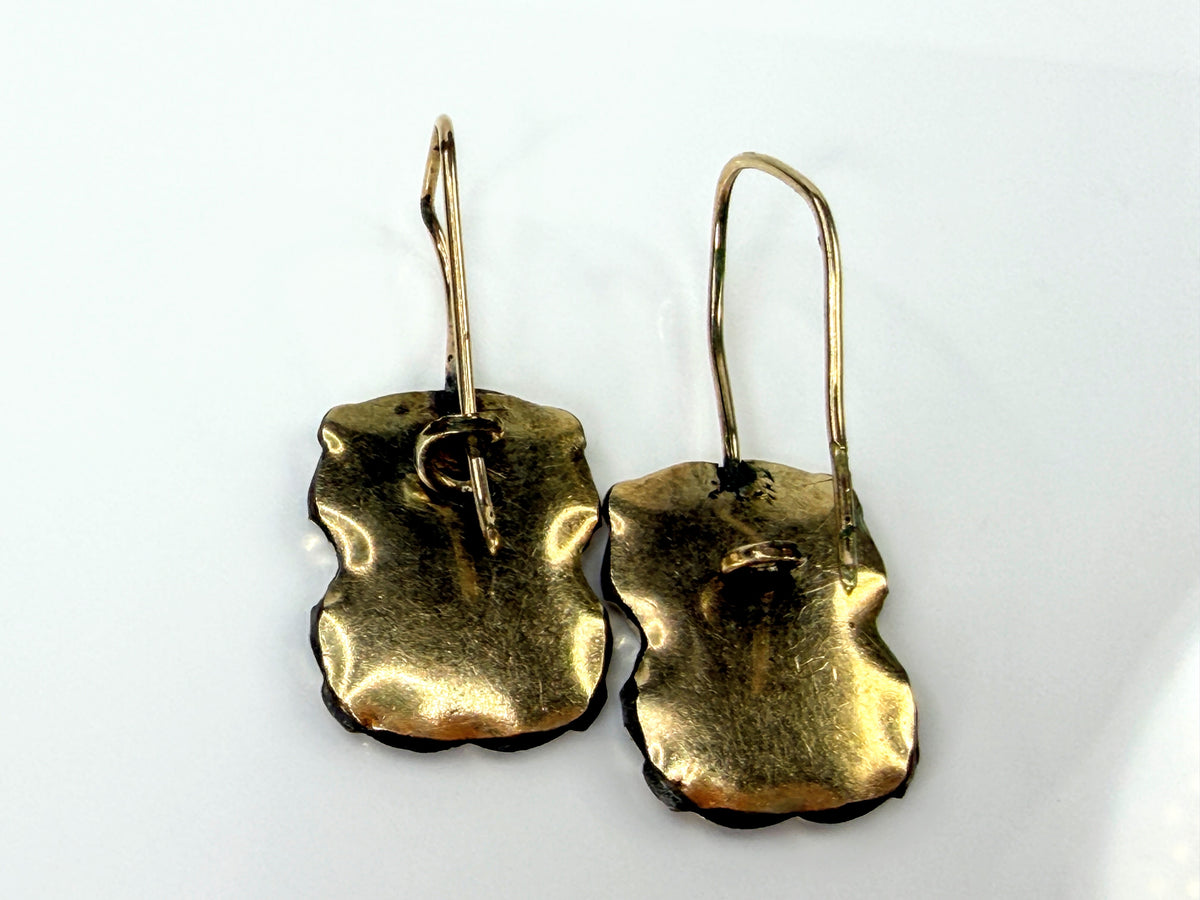 Antique Victorian Gold Filled Etruscan Revival Bird Drop Earrings  1 1/4" JR2195