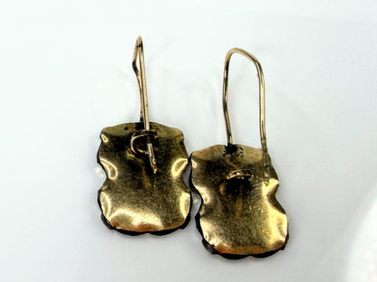 Antique Victorian Gold Filled Etruscan Revival Bird Drop Earrings  1 1/4" JR2195