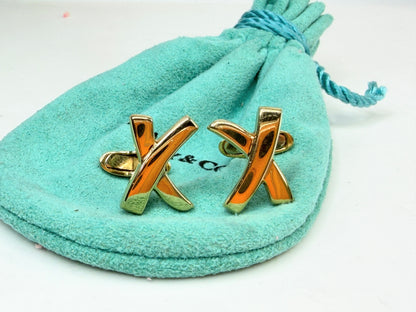 Tiffany & Co Paloma Picasso 18k Yellow Gold X Cufflinks Serial #7010 SS232