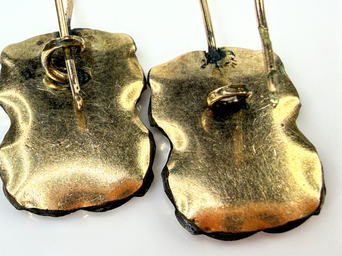 Antique Victorian Gold Filled Etruscan Revival Bird Drop Earrings  1 1/4" JR2195