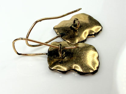 Antique Victorian Gold Filled Etruscan Revival Bird Drop Earrings  1 1/4" JR2195
