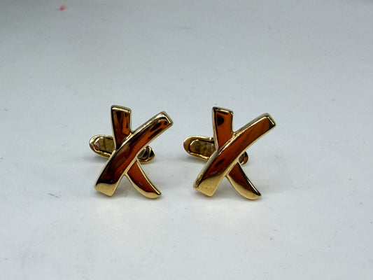 Tiffany & Co Paloma Picasso 18k Yellow Gold X Cufflinks Serial #7010 SS232