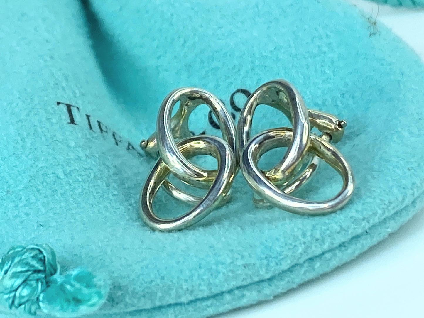 Tiffany & Co Earrings- Rare Elsa Peretti- Clip on Interlocking Ovals Earrings JR9700