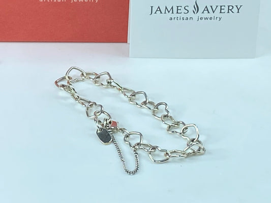 James Avery sterling silver Heart link charm bracelet 10.4g 8.0" JR9615