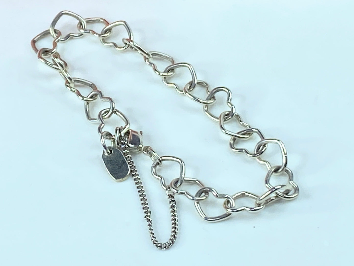 James Avery sterling silver Heart link charm bracelet 10.4g 8.0" JR9615