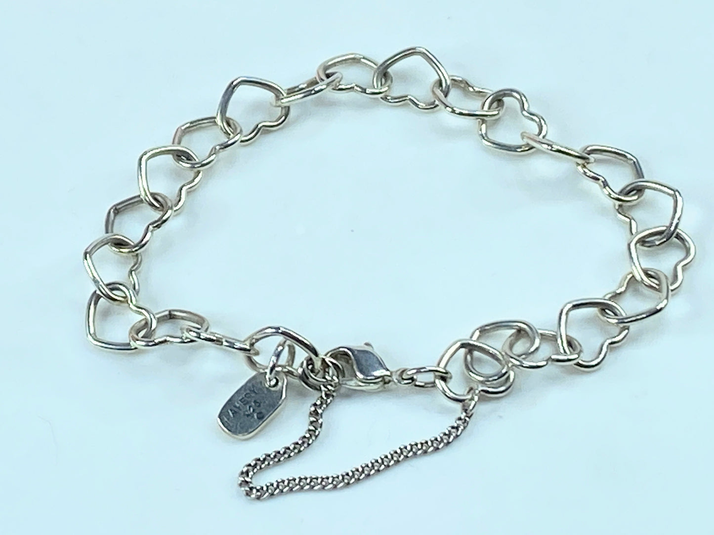James Avery sterling silver Heart link charm bracelet 10.4g 8.0" JR9615