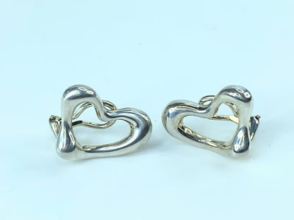 Tiffany & Co RARE Silver 925 Elsa Peretti Open Heart Clip On Earrings JR9701