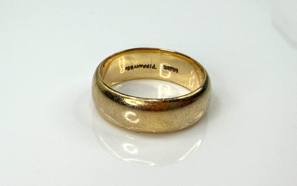 Vintage Tiffany & Co. 14K Yellow Gold  6.6mm Wide Band Ring Size 7 6.8g JR2197