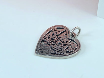 Retired James Avery "A Very Special Daughter Heart" Sterling Silver Charm JR857