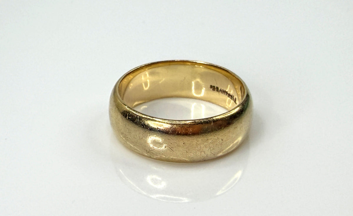 Vintage Tiffany & Co. 14K Yellow Gold  6.6mm Wide Band Ring Size 7 6.8g JR2197