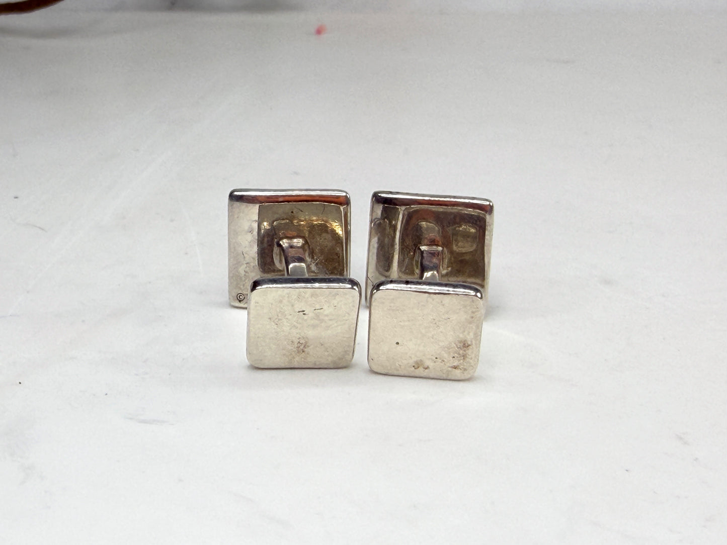 Vintage Tiffany 925 Script Logo Square Cufflinks SS233