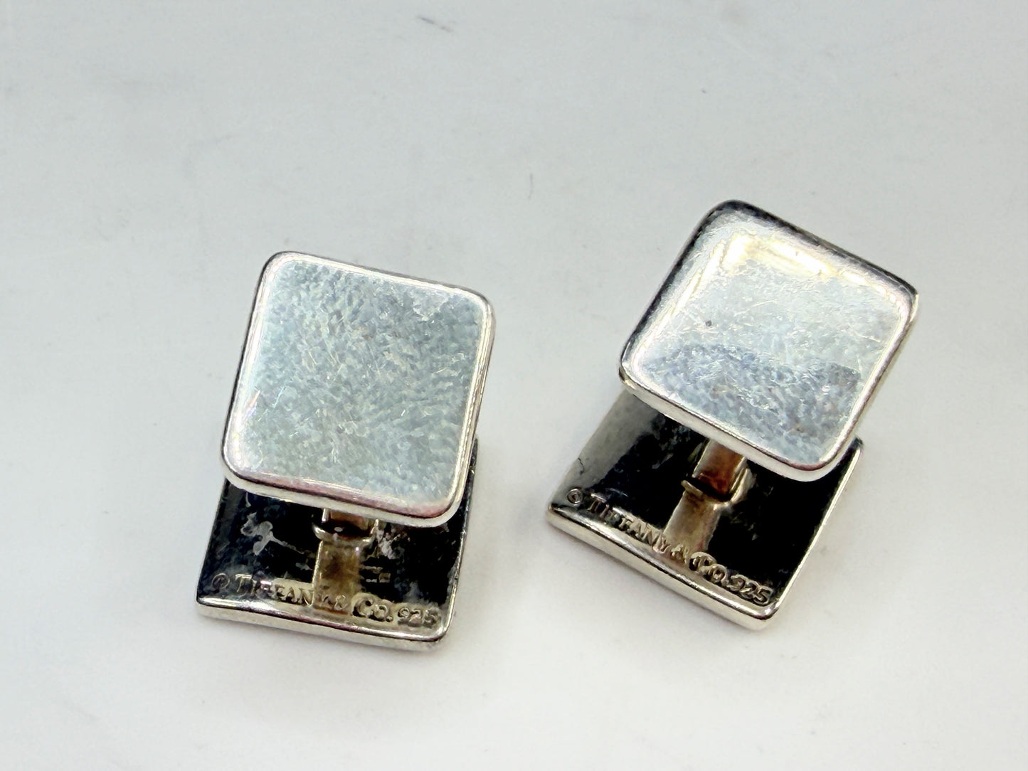 Vintage Tiffany 925 Script Logo Square Cufflinks SS233