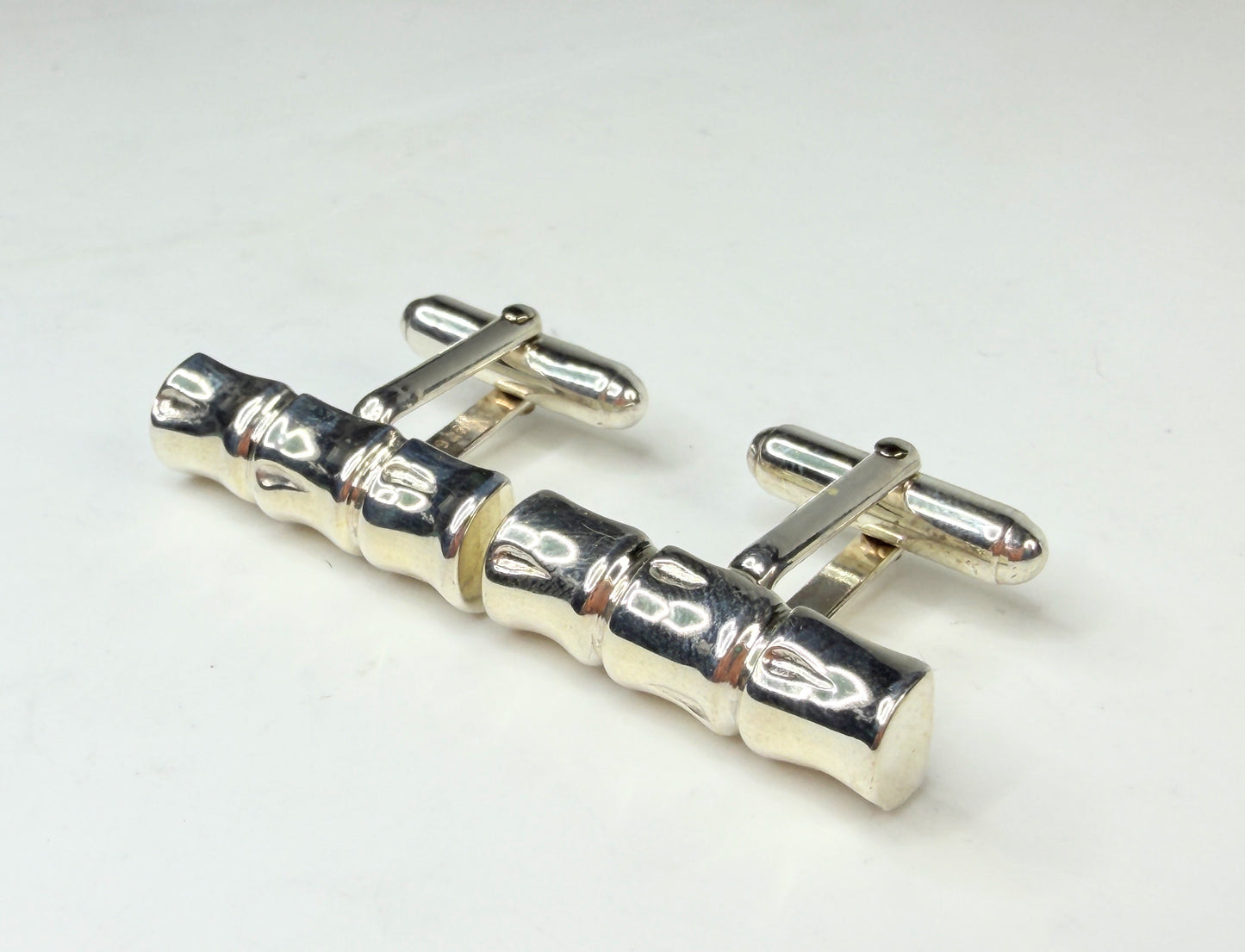 Tiffany & Co Elsa Peretti Bamboo Sterling Silver Cufflinks SS234