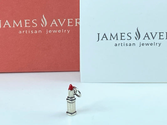 James Avery Retired sterling silver Red ceramic tip lipstick charm-rare JR859