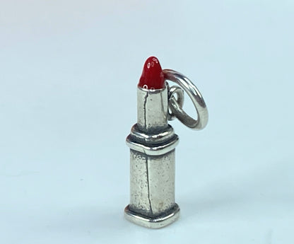 James Avery Retired sterling silver Red ceramic tip lipstick charm-rare JR859