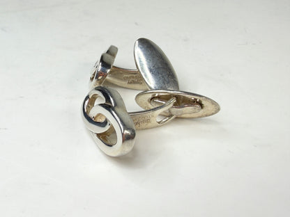 Vintage Tiffany 925 Script Logo Interlocking Plaque Cufflinks SS235